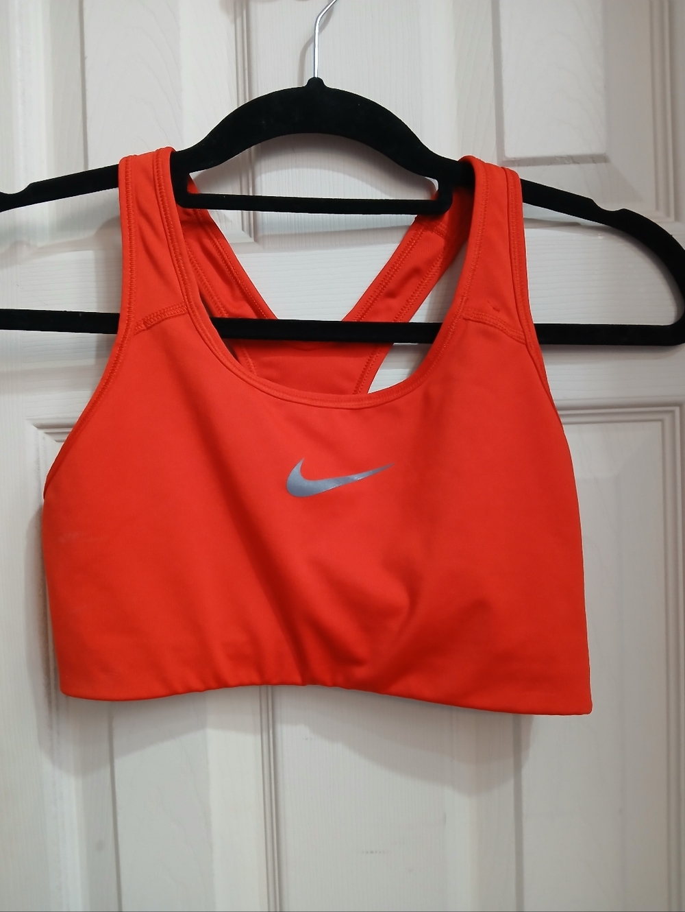Nike Dri-Fit Swoosh Women's Sports Bra Size M Orange Racerback Activewear Euc